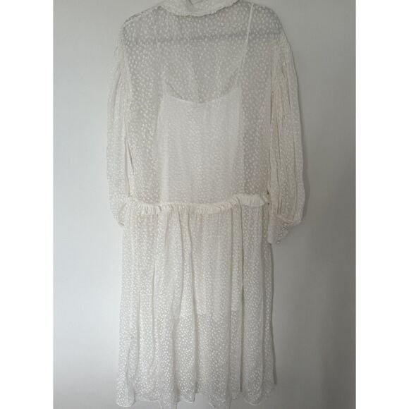 Rebecca Taylor Women's Ruffle Sheer Button Front Ruffle Trim Shirtdress Dress 12 - Picture 3 of 13